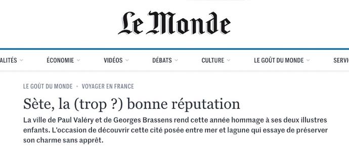 Article du journal de Monde sur Sète et la région de Thau